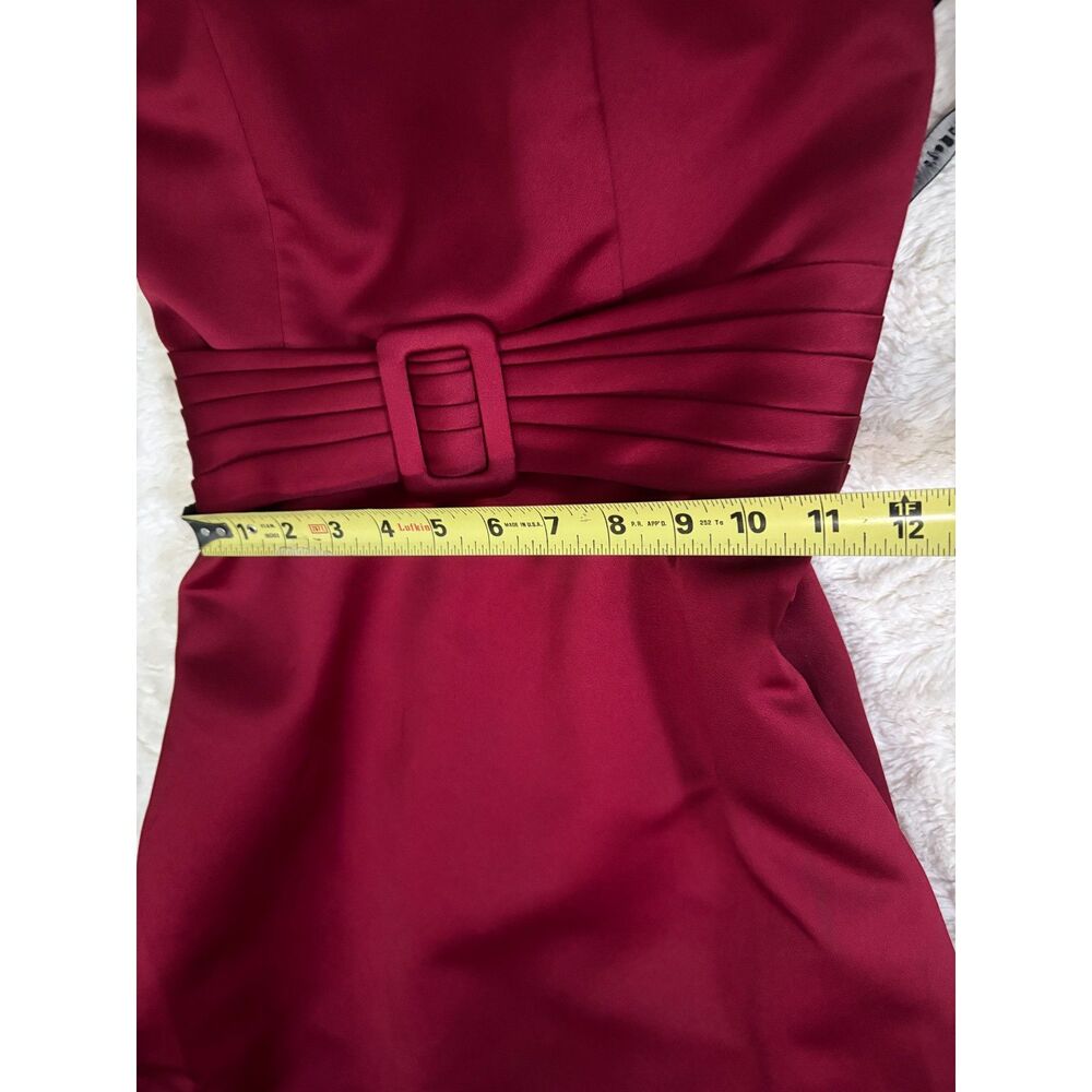 Alfred Angelo Claret Red Strapless Formal Maxi Dress Size 4 Belted Satin - Picture 8 of 8